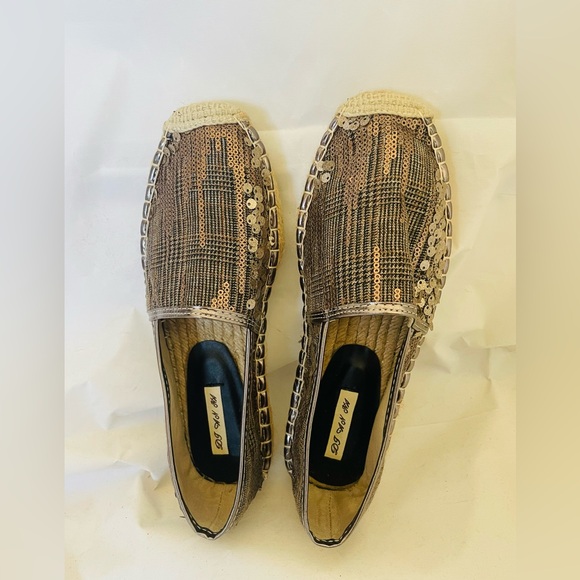 Shoes - New Women's Sequin Espadrilles Glitter Slipper Casual Shoes - Gold 7.5